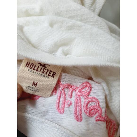 Hollister white pink embroidered long sleeve knit top - Picture 4 of 5